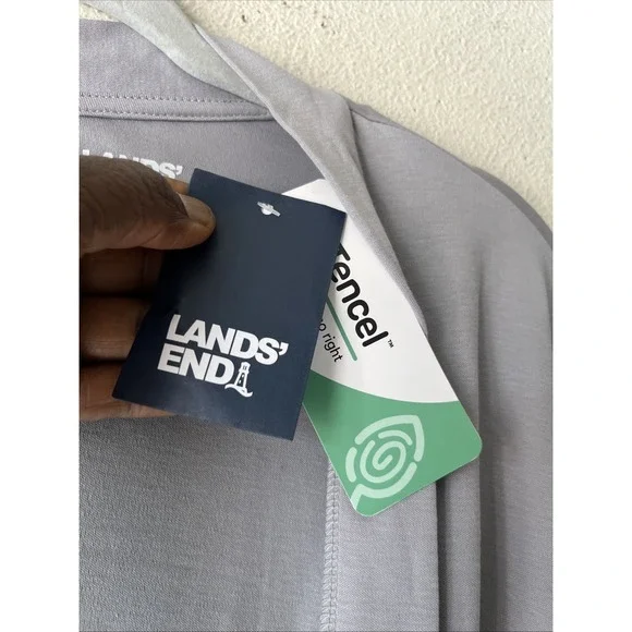 Lands End Open Front Cardigan  Coverup Cotton 3X Gray Long Sleeve Nautical New - Picture 6 of 12